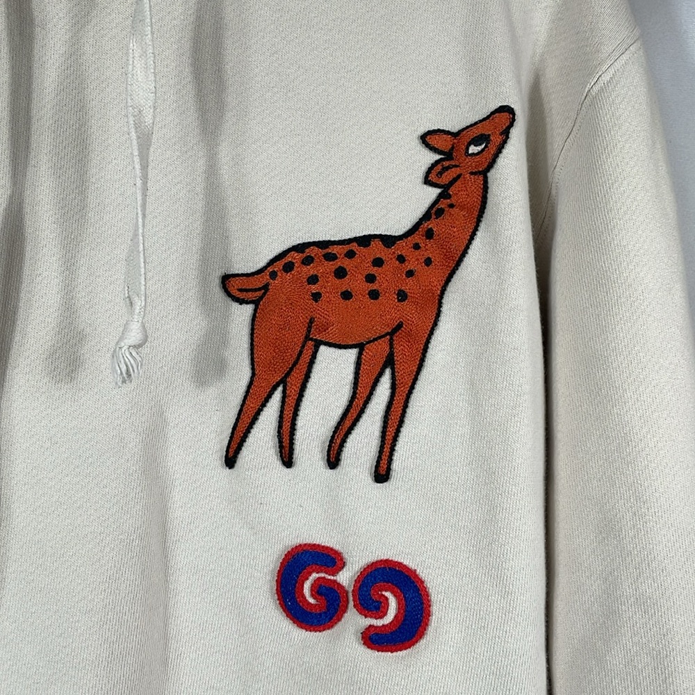 Gucci patch detail Sika deer hoodie in white size XS Unisex GG logo - Picture 3 of 11